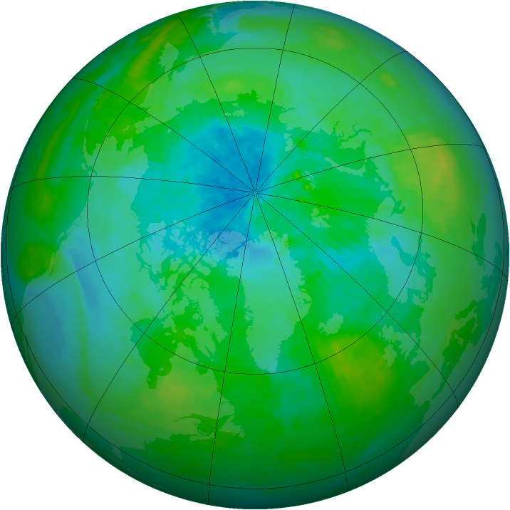 Arctic ozone map for 29 August 1990